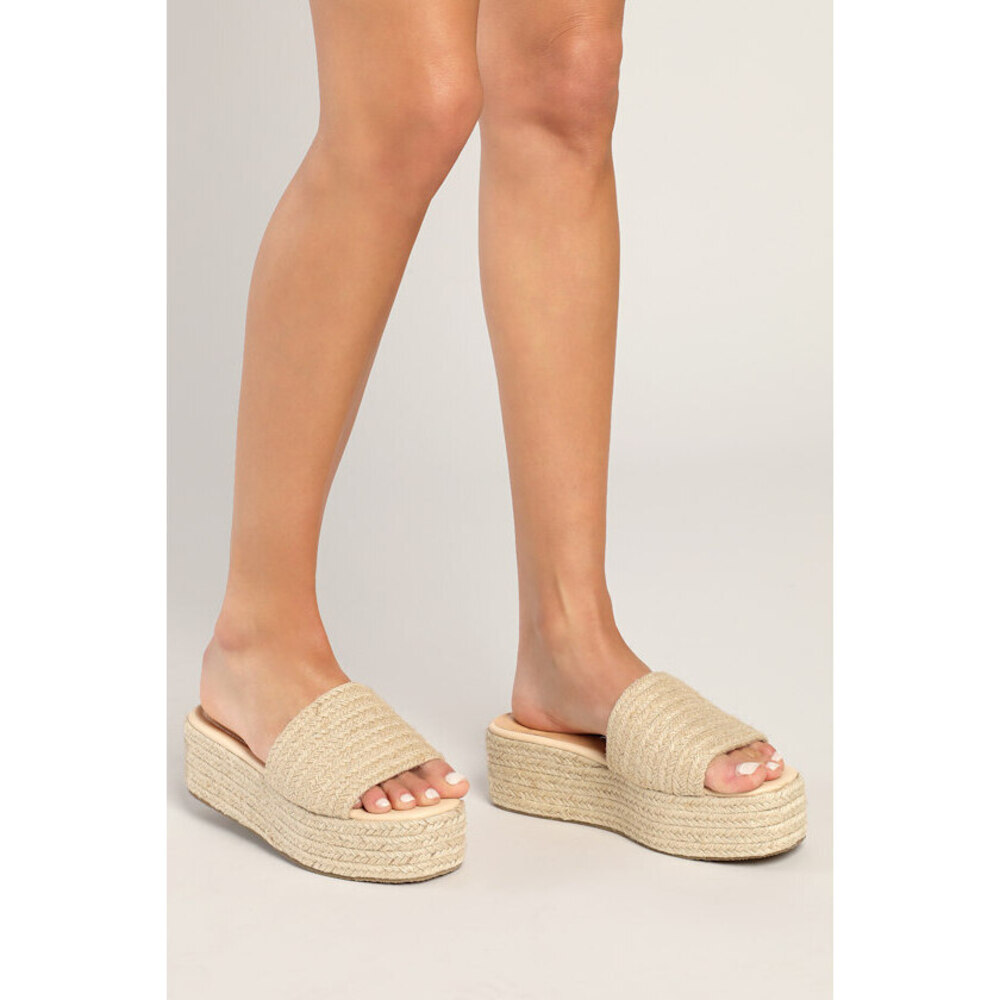 Lulus O'ahu 2 Natural Suede Espadrille Platforms Brown - Size 10